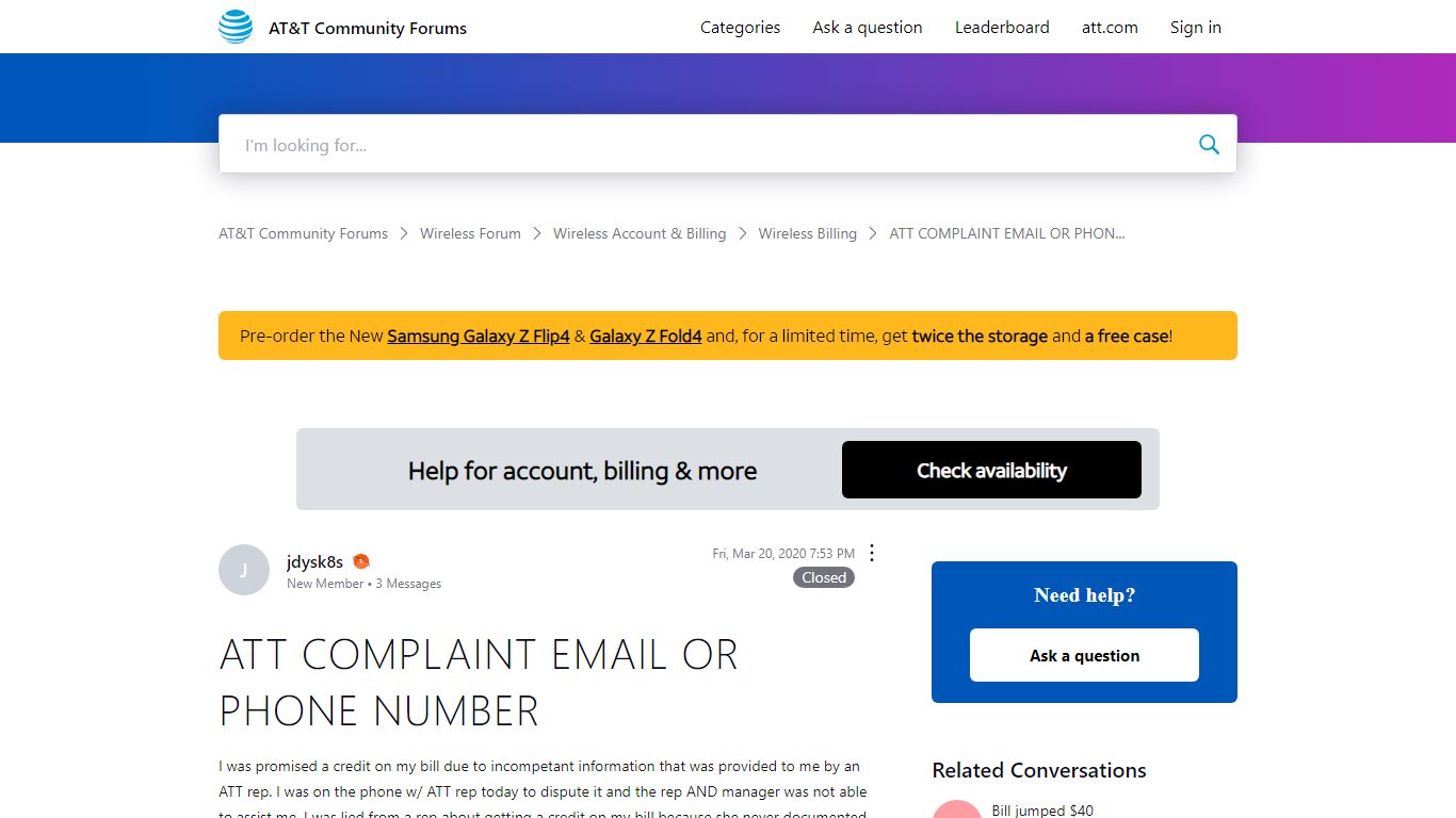 ‎ATT COMPLAINT EMAIL OR PHONE NUMBER | AT&T Community Forums